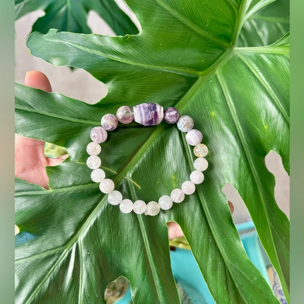 Chevron Amethyst & Rose Quartz Bracelet - Picture 2 of 3